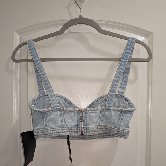 7. NWT RETROFETE ELISE DENIM TOP IN VIVID - Picture 5 of 8